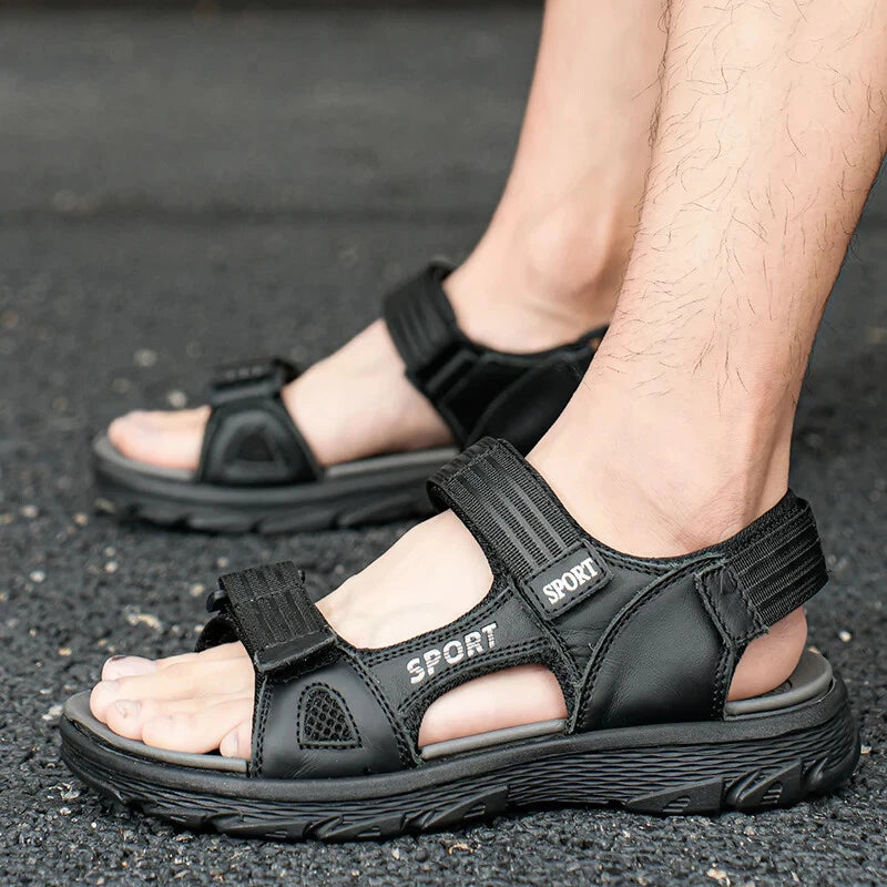 Lightweight Men Leather Sandals Comfortable Beach Slippers Soft Casual Sneakers