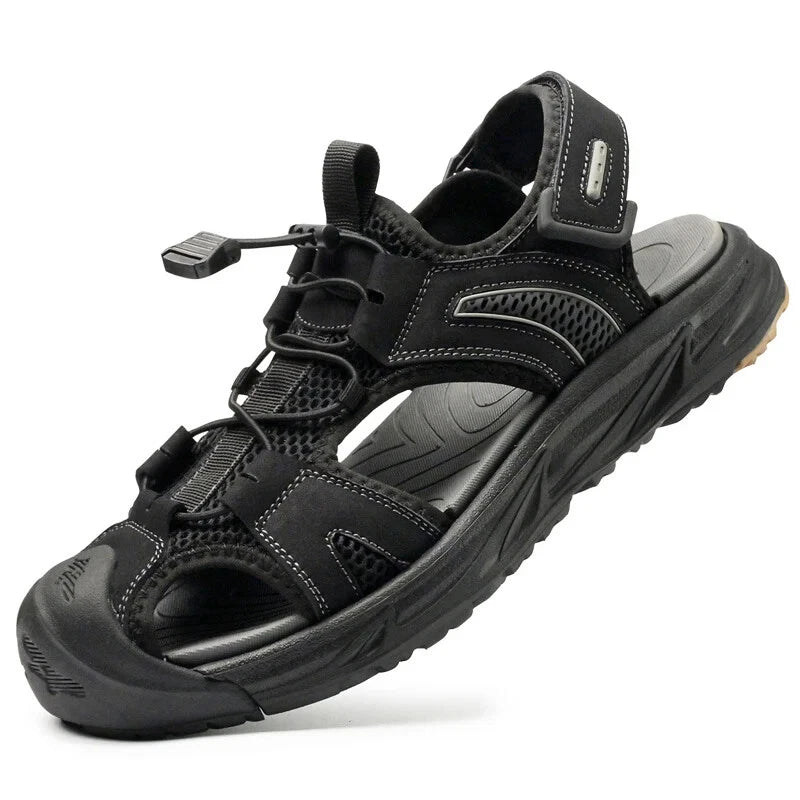 Handmade Men Sandals Breathable Leather Walking Shoes Waterproof Beach Slippers