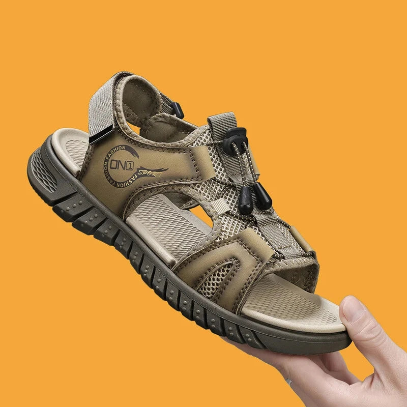 Mesh Breathable Men Sandals Handmade Beach Slippers Lightweight Casual Sneakers