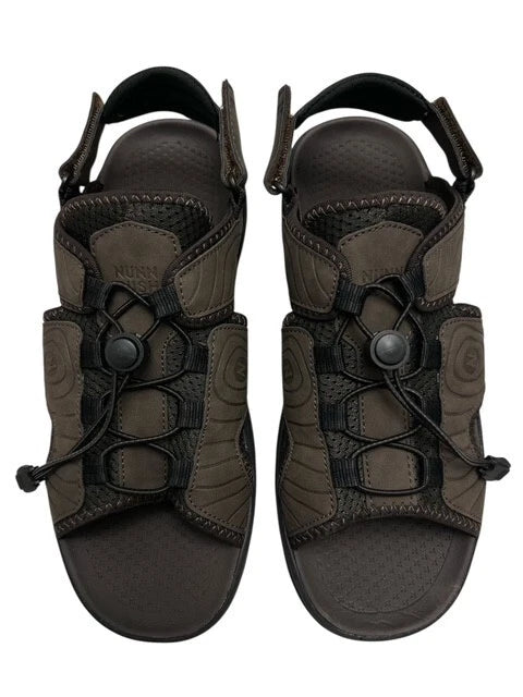Nunn Bush Huck Bungee Sandals Men size 12 Brown Adjustable Open Toe Comfort Shoe