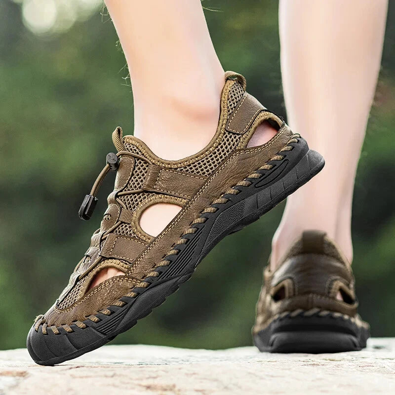 Handmade Men Sandal Mesh Breathable Anti Slip Beach Shoes Comfort Soft Slippers