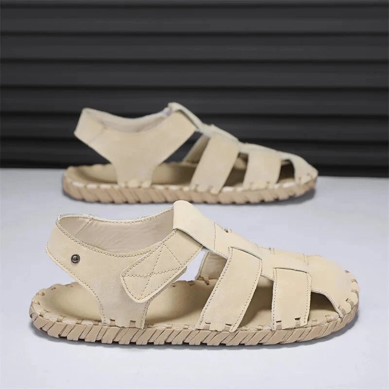 Summer Men's Sandals Handmade Sewing Breathable Beach Slippers Casual Sneakers