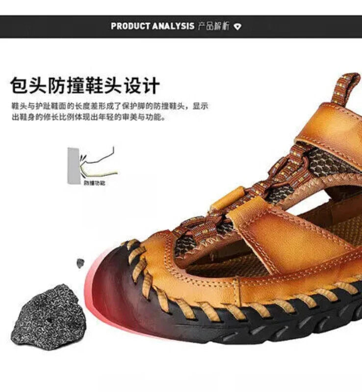 Handmade Men Slippers Cow Leather Soft Beach Sandals Light Comfort Walking Shoes