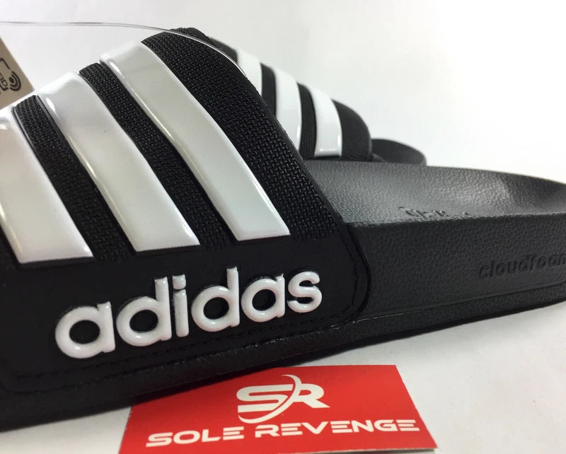 New adidas Men's Adilette CloudFoam Slides Black Sandals Sport Beach Slippers d1