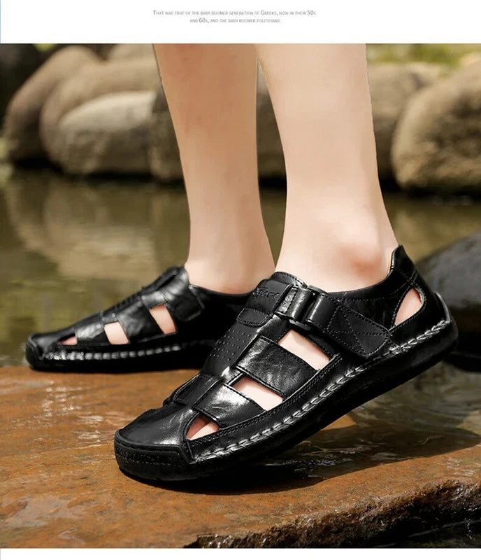 Summer Fashion Men's Outdoor Sandals Casual Beach Shoes Roman Leather Slippers