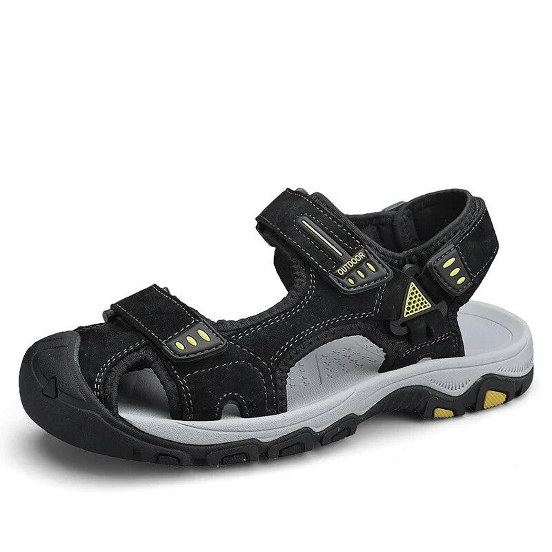 Men Handmade Sandals Summer Leather Soft Slippers Light Breathable Beach Shoes