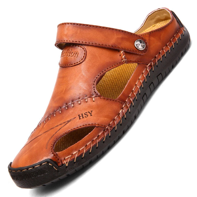 Men’s Sandals Leather Slippers Shoes Outdoor Beach Breathable Casual Shoes