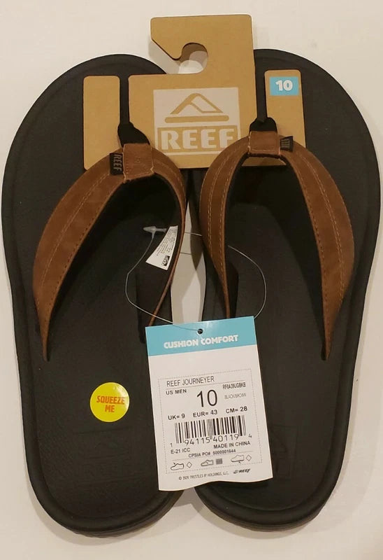 REEF JOURNEYER FLIP FLOPS/SLIPPERS [MENS SIZE 10] BLACK/BROWN [RF0A39UGBKB]