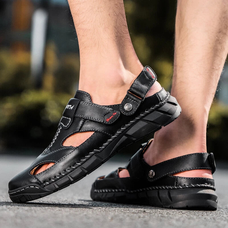 Summer Men's Casual Sandals Genuine Leather Outdoor Hiking Sandals Beach Slipper