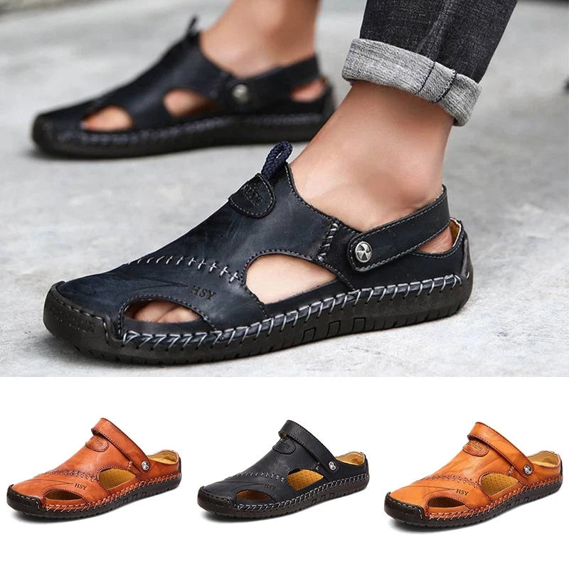 Leather Sandals Sports Beach Home Slippers Shoes Soft Men Genuine Summer Casual