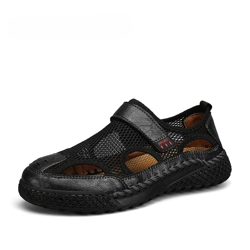 Male Casual Shoes Mesh Breathable Slip on Beach Slippers Handmade Wading Shoes