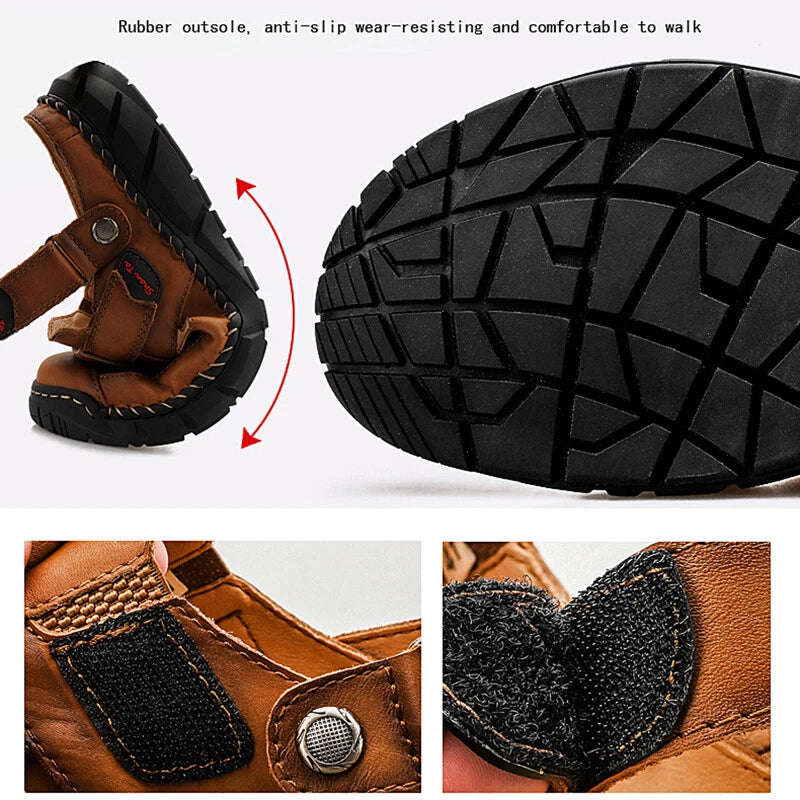 Summer Men's Casual Sandals Genuine Leather Outdoor Hiking Sandals Beach Slipper