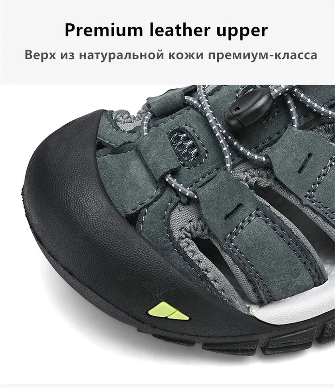 Genuine Leather Men's Sandals Breathable Casual Shoes Outdoor Beach Slippers