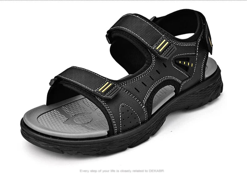 Breathable Men Sandals Leather Comfortable Slippers Lightweight Beach Sneakers