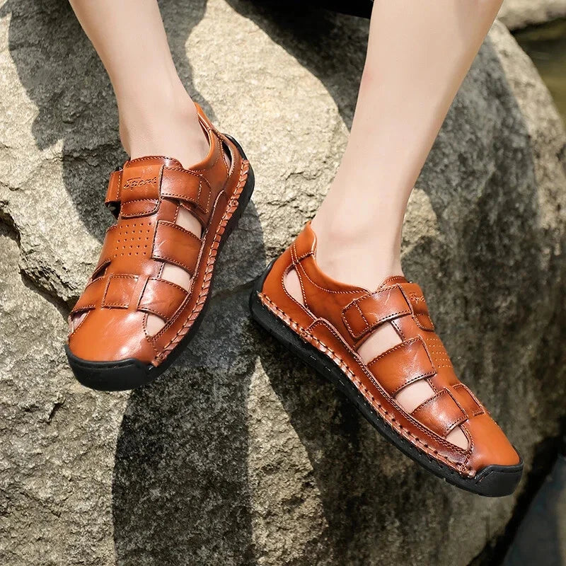 Summer Fashion Men's Outdoor Sandals Casual Beach Shoes Roman Leather Slippers