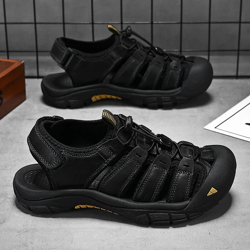 Genuine Leather Men's Sandals Breathable Casual Shoes Outdoor Beach Slippers
