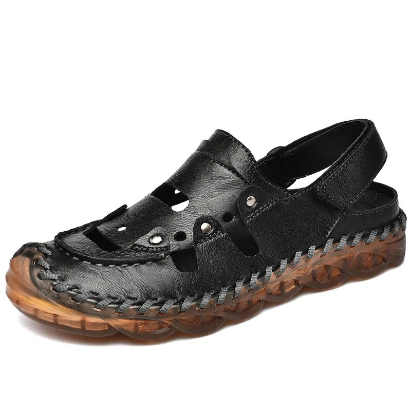 Summer Men's Sandals Leather Causal Shoes Outdoor Wear Resistance Beach Slippers