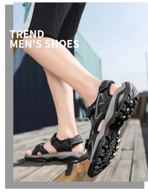 Summer Men Sandals Handmade Soft Beach Slippers Non-Slip Flat Wading Sneakers