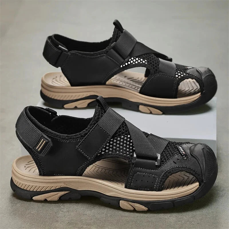 Men Light Casual Sneakers Mesh Breathable Beach Sandals Handmade Roman Slippers