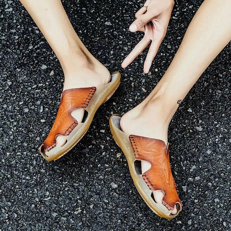 Mens Sandals Summer Closed Toe Slippers Sport Casual Beach Shoes Walking Flats