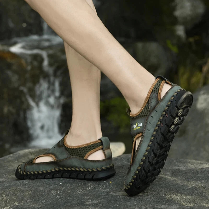 Summer Men Sandals Breathable Mesh Beach Slippers Outdoor Hollow Hiking Shoes