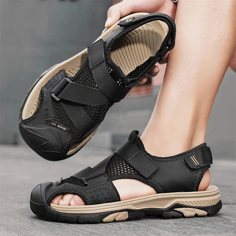 Men Light Casual Sneakers Mesh Breathable Beach Sandals Handmade Roman Slippers