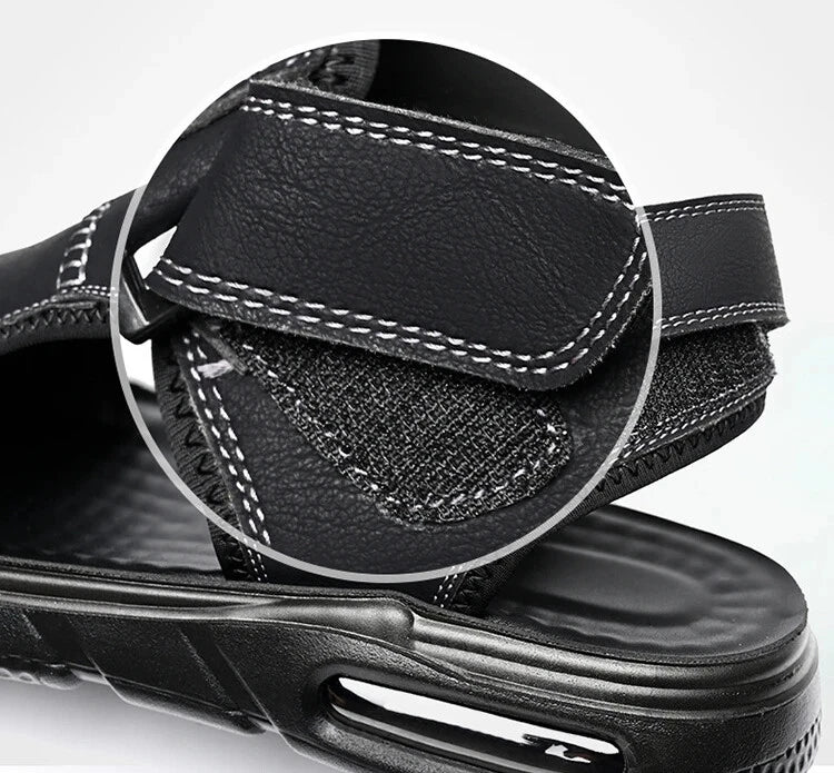Men's Summer Cow Leather Sandals Designer Leisure Shoes Outside Beach Slippers