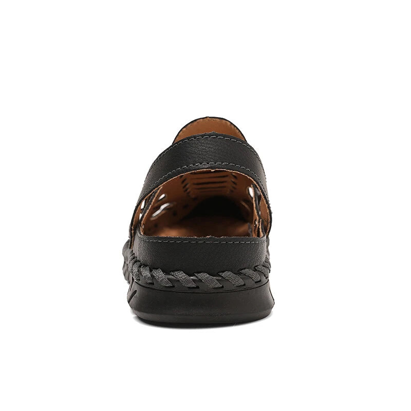 Summer Men Sandals Genuine Leather Handmade Slippers Outdoor Beach Roman Sandals