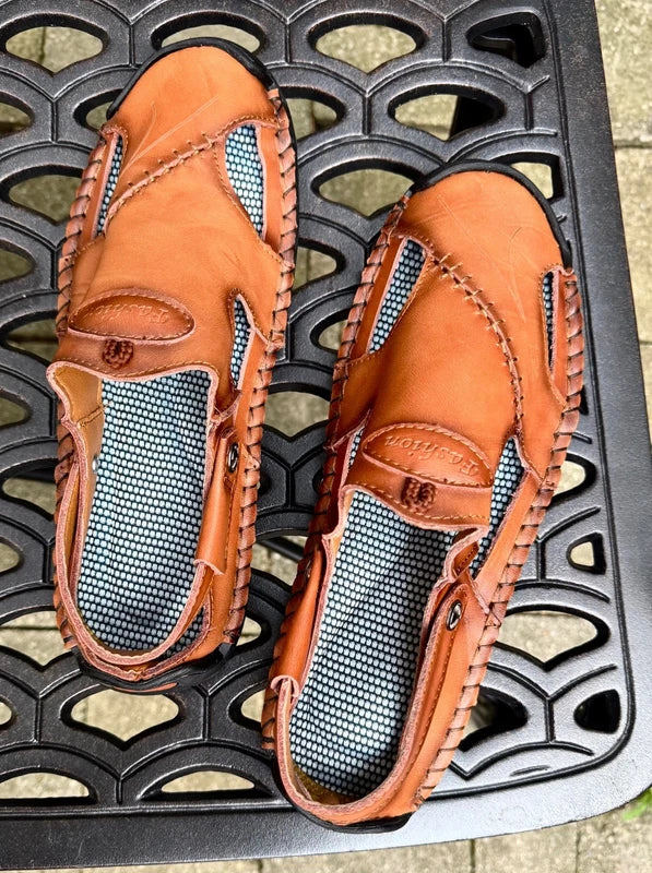 Men's Leather Sandals Casual Fisherman Beach Slippers Summer Driving Size UK 44