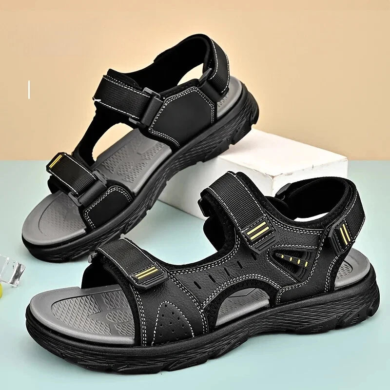 Breathable Men Sandals Leather Comfortable Slippers Lightweight Beach Sneakers