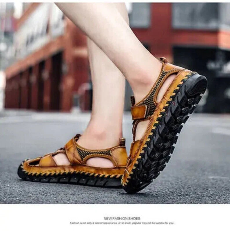 Summer Leather Male Beach Shoes Casual Sandals Wading Non-slip Comfort Slippers