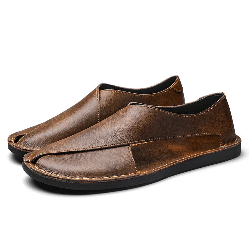 Men’s Leather Sandals Summer Beach Leather Casual Slippers Outdoor Hiking Shoes