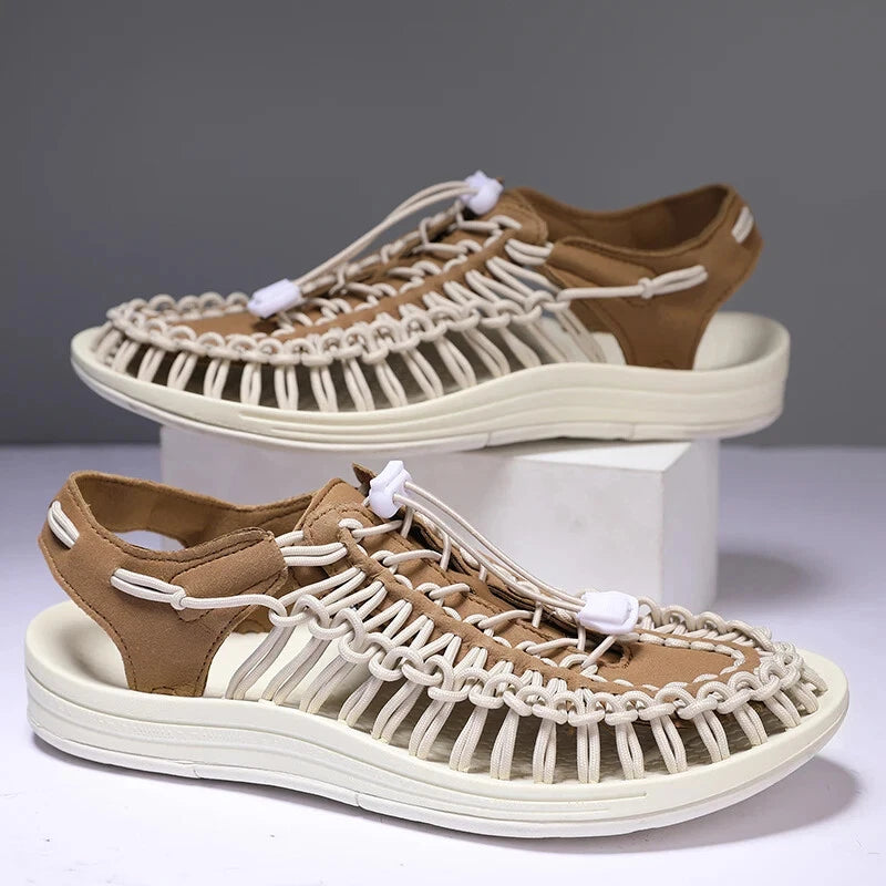 Summer Men Sandals Outdoor Slippers Weaving Beach Flat Breathable Casual Shoes