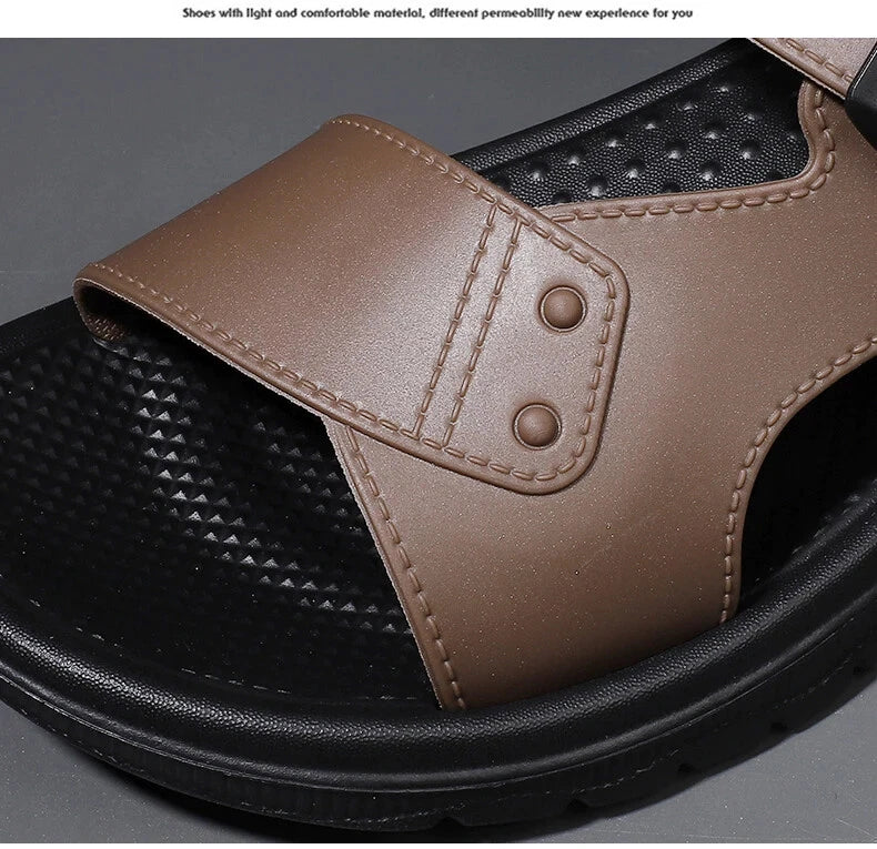 Summer Men's Slippers Sandals Thick-soled Beach Shoes Non-slip Open-toe Sandals
