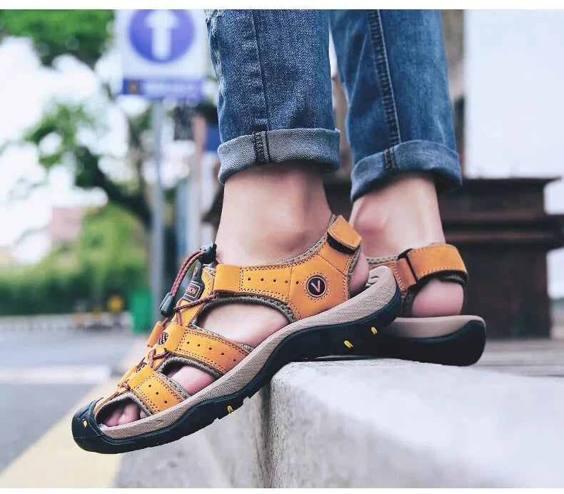 Leather Mens Shoes Summer Outdoor Beach Sandals Lightweight Comfortable Slippers