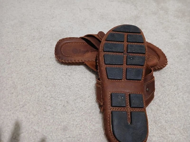 Mens Leather Sandals Shoes Beach Casual Summer Flip Flops Flats Slippers