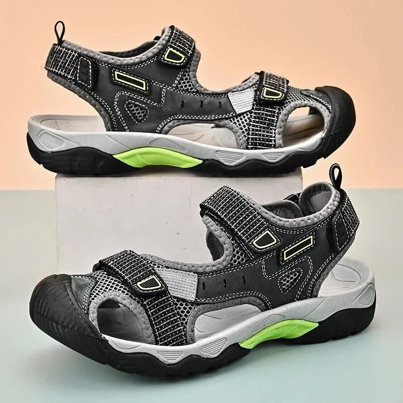 Summer Men Leather Sandals Outdoor Sneakers Casual Beach Slippers Wading Shoes