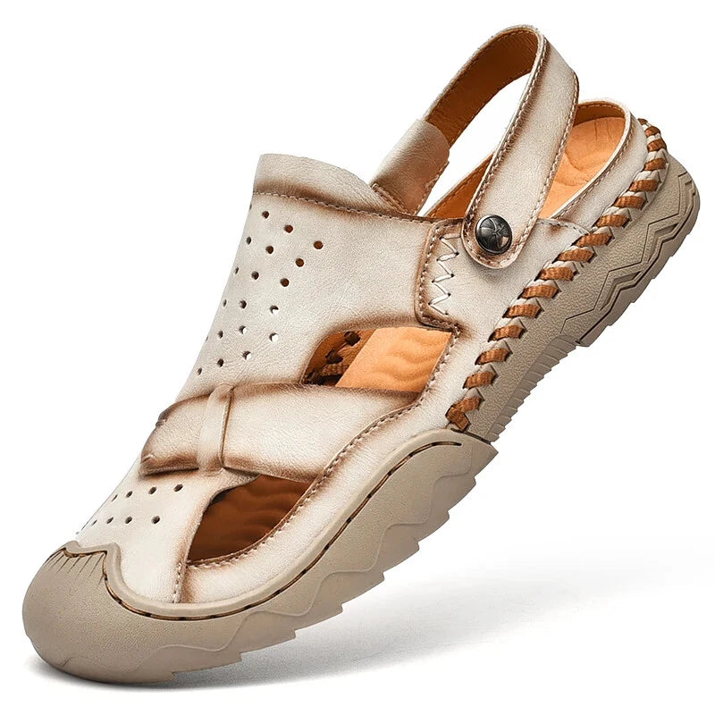 Men Handmade Sandals Breathable Mesh Slippers Outdoor Lightweight Beach Sneakers