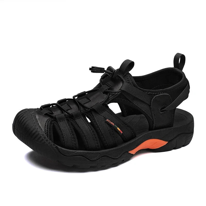 Summer Leather Men Sandals Breathable Casual Slippers Soft Sole Beach Sneakers