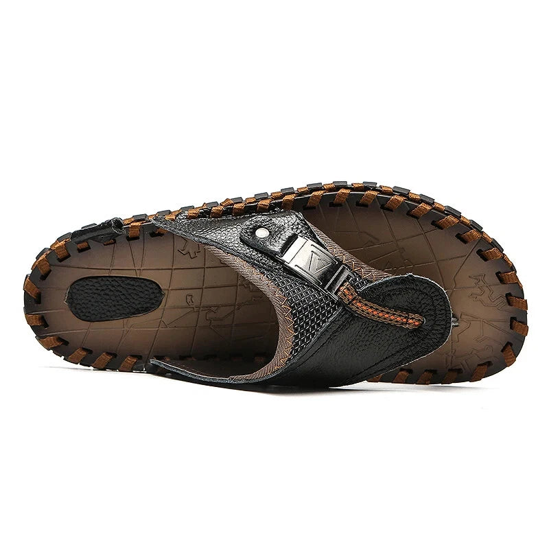 Men's Sandals Summer Outdoor Beach Leather Flip Flops Slippers Casual Shoes