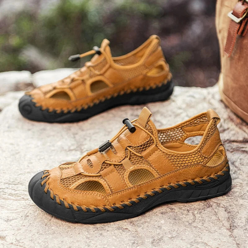 Handmade Men Sandal Mesh Breathable Anti Slip Beach Shoes Comfort Soft Slippers