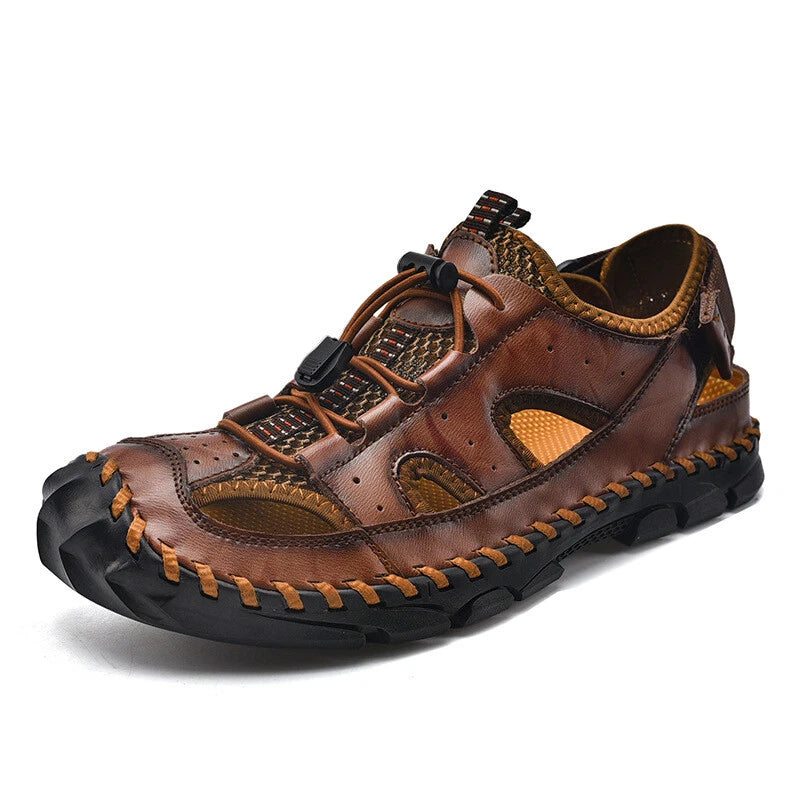 Men's Beach Slippers Sandals Summer Shoes Hollow Out Oversize Round Toe Fashion