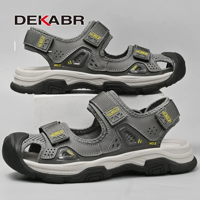Male Leather Casual Sandals Summer Breathable Slippers Comfortable Beach Shoes