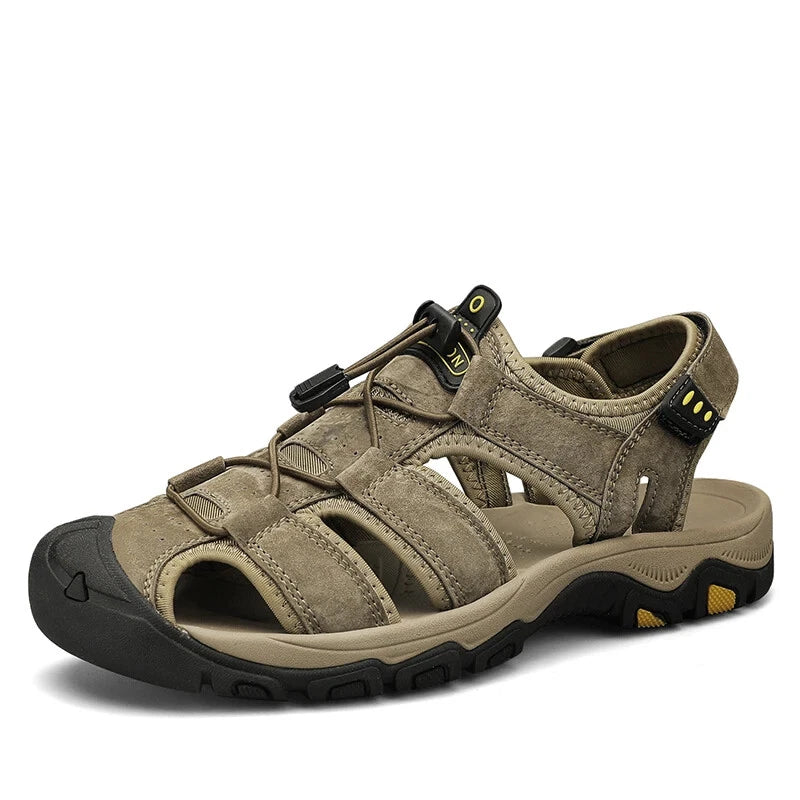 Men Handmade Sandals Summer Leather Soft Slippers Light Breathable Beach Shoes