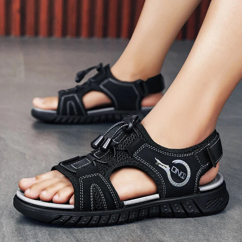 Mesh Breathable Men Sandals Handmade Beach Slippers Lightweight Casual Sneakers