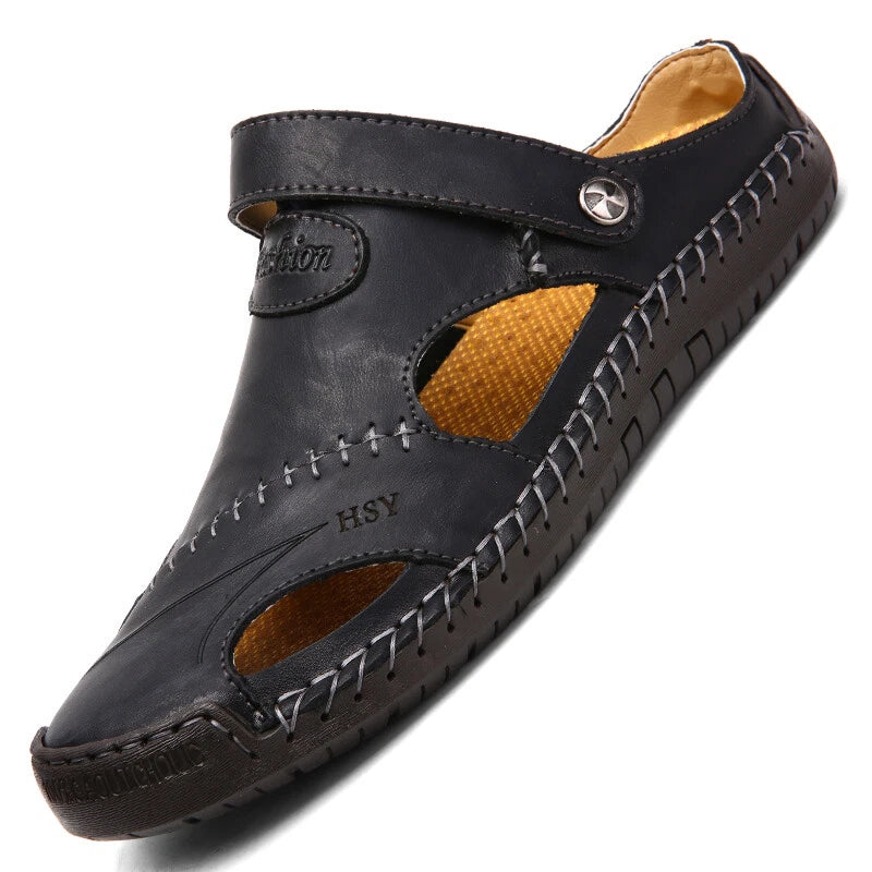 Men’s Sandals Leather Slippers Shoes Outdoor Beach Breathable Casual Shoes