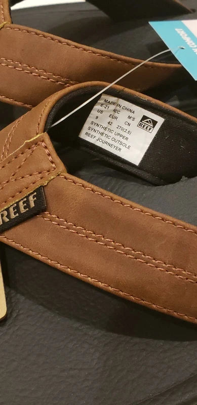 REEF JOURNEYER FLIP FLOPS/SLIPPERS [MENS SIZE 9] BLACK/BROWN [RF0A39UGBKB]
