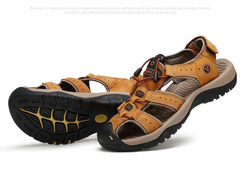 Genuine Leather Men's Roman Shoes Summer Fashion Non-slip Sandals Beach Slippers