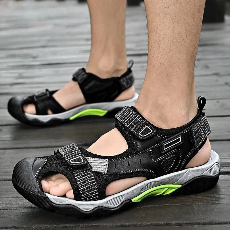 Summer Men Leather Sandals Outdoor Sneakers Casual Beach Slippers Wading Shoes