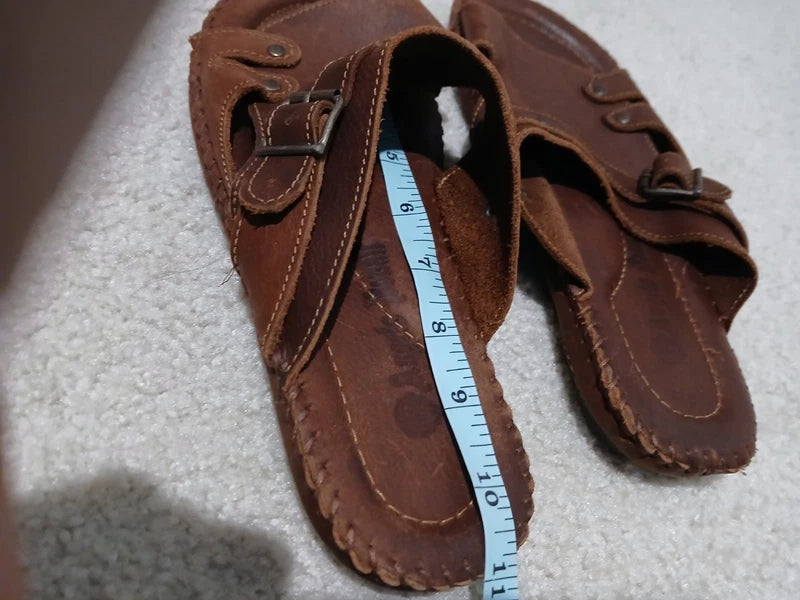 Mens Leather Sandals Shoes Beach Casual Summer Flip Flops Flats Slippers